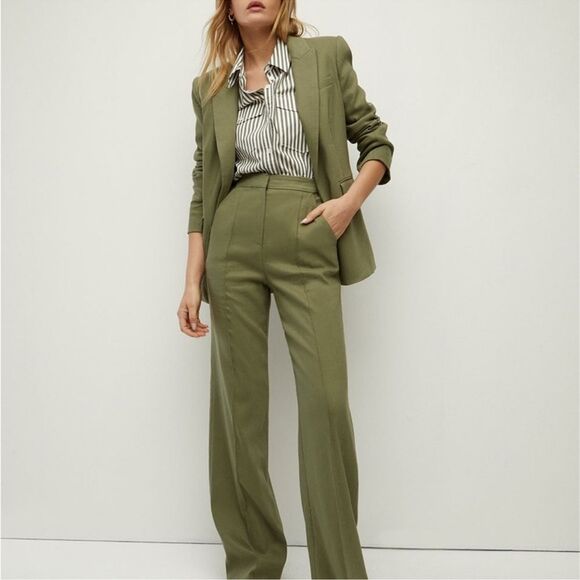 Veronica Beard Sevi Linen-Blend Blazer in Bright Army Size 8 NWT - Picture 4 of 9